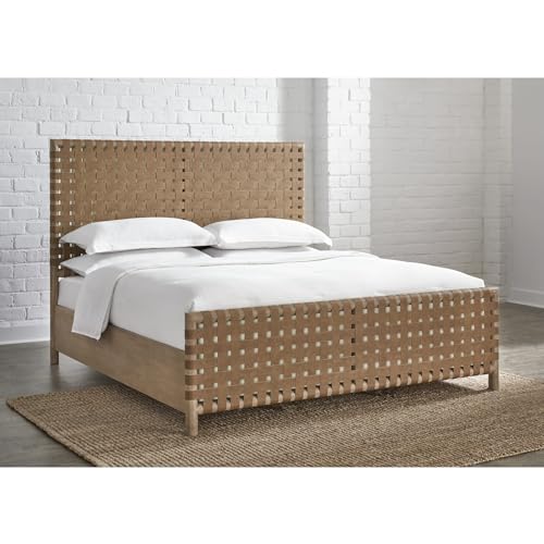Modus Furniture Solid Wood Woven Panel Bed, King (U.S. Standard), Dorsey - Granola/Ginger