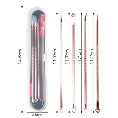 Kit 4 Curetas Extrator Cravos Limpeza Pele Inox Com Estojo