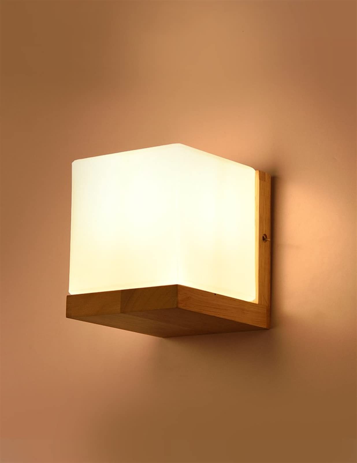 Applique murale en bois noble et verre AHLOKI, luminaire intérieur de haute finition
