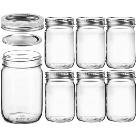 MEETOZ 17 oz Glass Mason Jars Set Cover