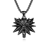 Wolf Head Pendant Necklace, Stainless Steel Chain,Wolf roars design (black)