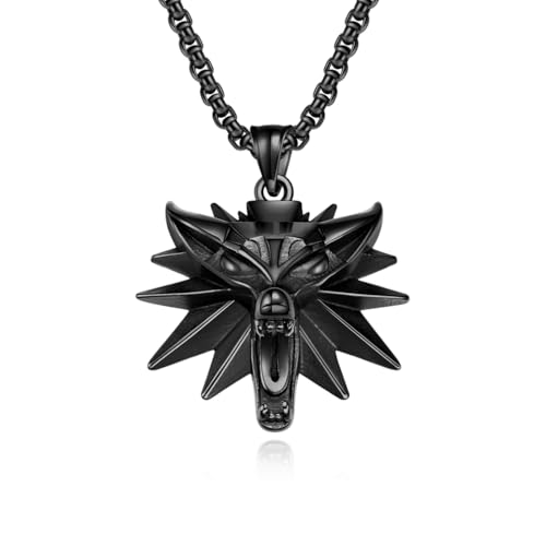 Wolf Head Pendant Necklace, Stainless Steel Chain,Wolf roars design