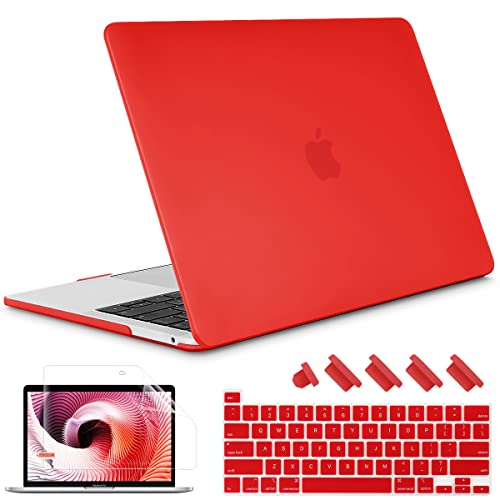 May Chen Compatible with MacBook Pro 13 inch Case 2022 2021 2020 Release Model A2338 M2 M1 A2251 A2289, Plastic Hard Shell Case Keyboard Cover for MacBook Pro 13 Touch Bar Fits Touch ID, Matte Red