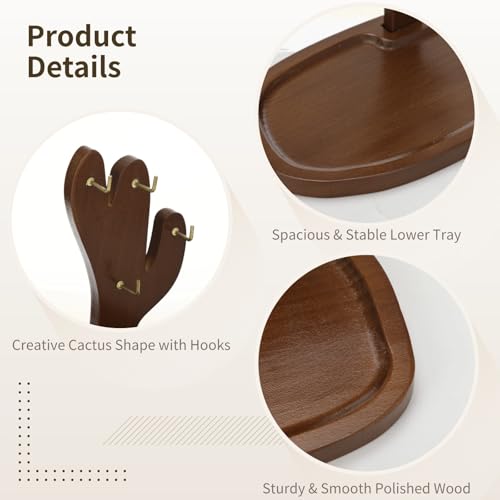 Soporte de madera de acacia tallado con ganchos para perfume y joyas de diseño exclusivo 3