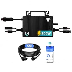 SUKFLOW NBQ 800W micro-omvormer, zonne-micro-omvormer met wifi en bluetooth, IP67 waterdicht, met 5 m AC-kabel voor balkon-energiecentrale, MPPT-app-besturing Plug Play
