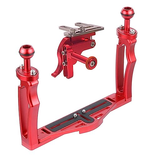 Underwater Video Stabilizer Holder Alloy Camera Tray Bracket Double Handheld Hand Grip with Ball Clamp Mount for Diving Aluminium Alloy Underwater Video Light Stabilizer Tray Diving Light Stand Tray