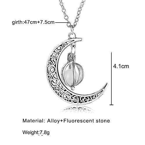 Anvirtue Enchanted Moonstone Glow Necklace Moon Pendant Chain Jewelry Healing Natural Quartz Crystal Gemstone (Light Blue) #TOP6