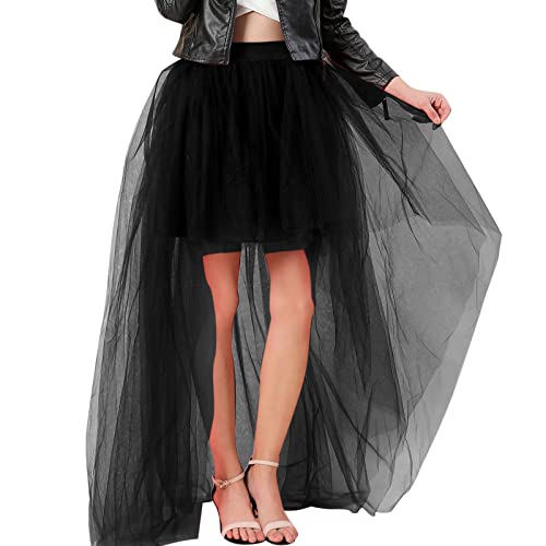 Famoore 2023 Women's Popular Swallowtail Skirt Sexy Black Front Short Back Long Puffy Skirt #TOP13