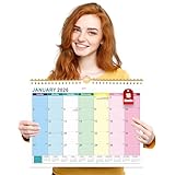 2026 Calendar UK, 18 Month Family Calendar from Jan 2026-Jun 2027, Family Wall Planner with Large Blocks, Large Landscape Yearly Planner, Hanging Holes Slim Calendars