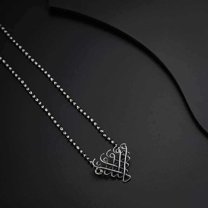 Image of 92.5 Silver Mangalsutra for Women | Saraswati Mangalsutra Handmade 92.5 Sterling Silver TempleInspired Jewelry with Graceful Symbolism | Silver Gift for Women