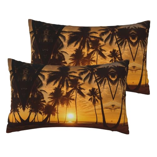 Lot de 2 taies d'oreiller en lin imitation noix de coco - Doux et respirant - Convient pour une utilisation dans les chambres ou sur les canapés