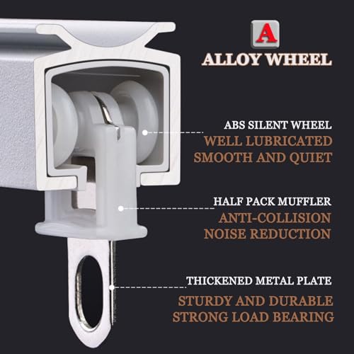 Rail de rideau de plafond robuste et double système silencieux blanc