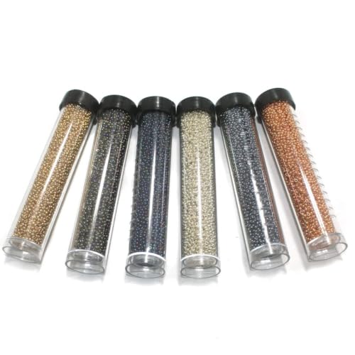 Image of Beadsnfashion Preciosa Seed Beads Tube Combo, 6 Metallic Color Size 11 /0 (2 MM) for Beading, Jewellery Making, Embroidery, Bracelets, Necklace and Craft Projects