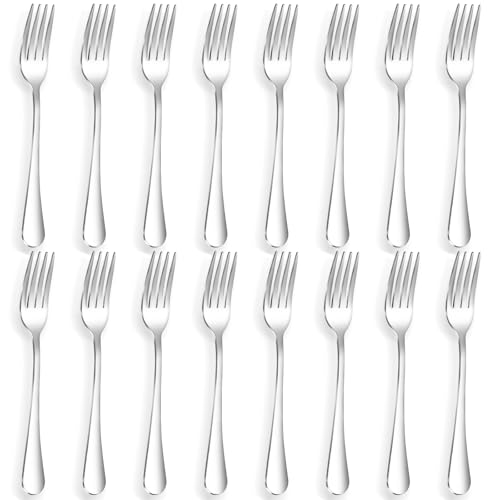 16 Piece Dinner Forks, 8 Inch, Top Food Grade Extra-Fine Stainless Steel Silverware Forks,Silverware Set, Dishwasher Safe (Silver)