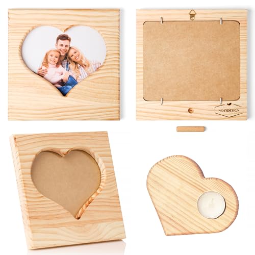 NoziDesign Marco Fotos 10x15 de madera natural, marco foto artesanal hecho a mano, marcos para fotos decorativos, marcos de fotos pared y portaretratos para fotos elegantes y duraderos