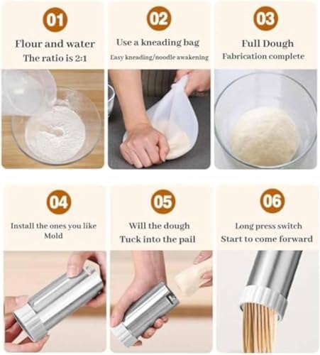 5-in-1 Electric Noodle Maker - Automatic Pasta & Sausage Machine with Multiple Molds for Easy Homemade Noodles, Perfect for Family Meals and Cooking Enthusiasts