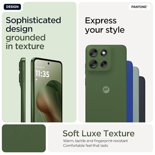 موتورولا موتو G56 5G، ذاكرة رام 12+12GB بتقنية Boost، ذاكرة ROM 256GB، معالج MTK Dimensity 7060، شاشة عرض FHD+ 6.7 بوصة 120Hz، اندرويد 15، لون PANTONE Dill