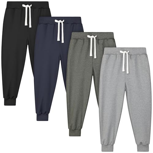 Resinta 4 Pack Toddler Boys Sweatpants Kids Pull On Casual Pants Athletic Joggers with Drawstring Pockets for Boys