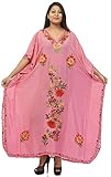 Odishabazaar Cotton Kashmiri Aari Work Designer Kaftan Maxi Dress Beachwear Cover Up (multi4)