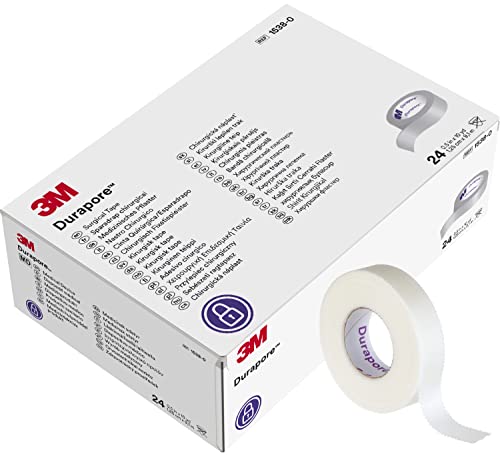 3Mâ„¢ Duraporeâ„¢ Surgical Tape 1538-0, 1/2 inch x 10 yard (1,25cm x 9,1m), 24 Rolls/Box