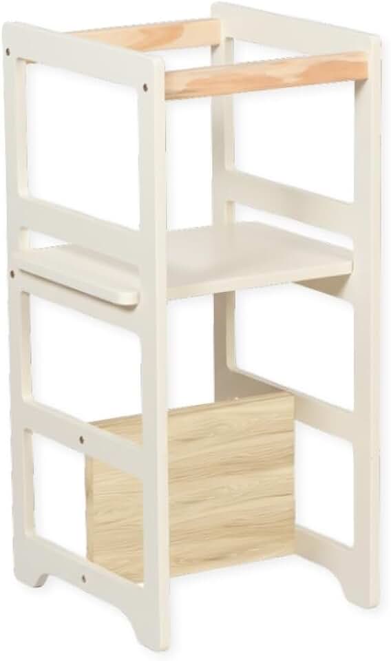 Torre De Aprendizagem Montessori 4 Em 1 Laqueada Off White Regula Altura
