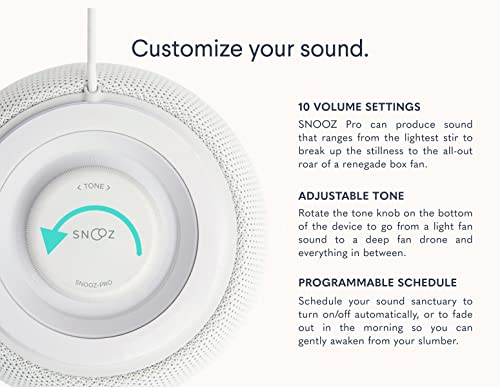 Snooz Pro - Smart White Noise Machine & Travel Case - Real Fan Inside, Non-Looping White Noise, Adjustable Tone & Volume - App-Based Remote Control & Sleep Timer - Cotton #TOP4
