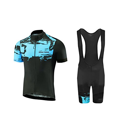 Uglyfrog Camiseta y Pantalones Cortos de Ciclismo Conjunto Maillot de Manga Corta con Almohadilla 3D para Mujer DXWZ01