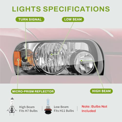 AUTOSAVER88 Headlight Assembly Compatible with 2005 2006 2007 Ford Escape Headlamp Replacement with Clear Lens, Amber Reflector, Black Housing by AUTOSAVER88 - Image 2