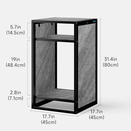 Image of LANDEN Metal Aquarium Cabinet 20 Gallon Fish Tank Stand, Marble Gray | 45x45x80cm,3-tier steel frame, marble-look, Heavy Duty Metal Cabinets with Storage Shelf for Reptile Terrarium Turtle Tank