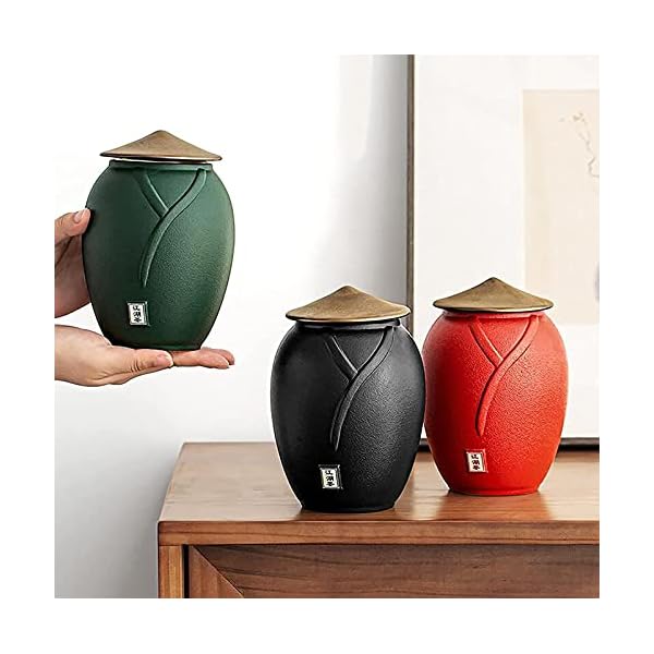 Los latas de té de cerámica de color multicolor de WHXL para los tanques de almacenamiento de alimentos, con una tapa… - Imagen 4