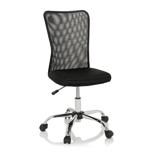 Hjh Office 691015 Silla Giratoria Para Niños Kiddy Net I Tejido De Malla, Silla De Escritorio Juvenil, Ajustable En Altura, Negro