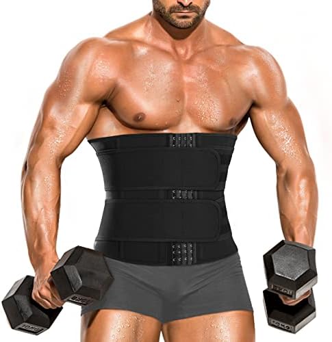 MOLUTAN Waist Trainer Trimmer for Men Tummy Control Shapewear Neoprene Sweat Belt Slimming Body Shaper (Black1, Large)