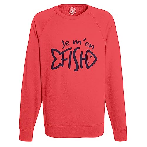 Sweatshirt rouge je m'en fish humour poisson pour vos week-ends de détente et moments de partage