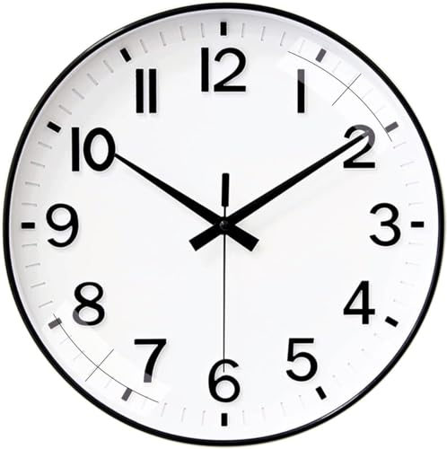 Image of Rylan Plastic Digital Wall Clock 12 inch Silent Quartz Decorative Non-Ticking Classic Clock Battery Operated Round Easy to Read for Room /Home /Kitchen /Bedroom /Office /School (White Black)'
