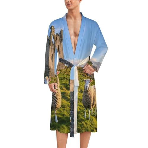 Bata de baño para hombre de Castle de manga larga y suave ropa de dormir ligera