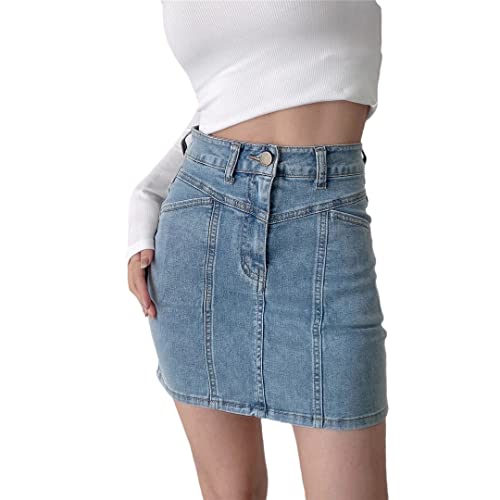 Mini jupe en jean taille haute Alloaone denim bleu ciel taille 36 pour femme