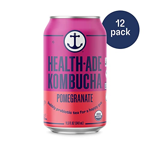 Health-Ade Canned Kombucha Tea Organic Drink, Fermented Tea With Living Probiotics, Detoxifying Acids, Supports Gut Health, Non-Gmo, Vegan, Gluten Free, 12 Pack (11.5 Fl Oz Cans), Pomegranate Kombucha In Cans #TOP7