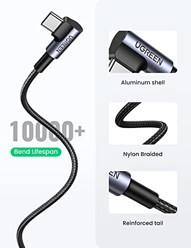 UGREEN Cabo USB C de ângulo reto Cabo USB A para tipo C compatível com iPhone 15/15 Plus/15 Pro/15 P