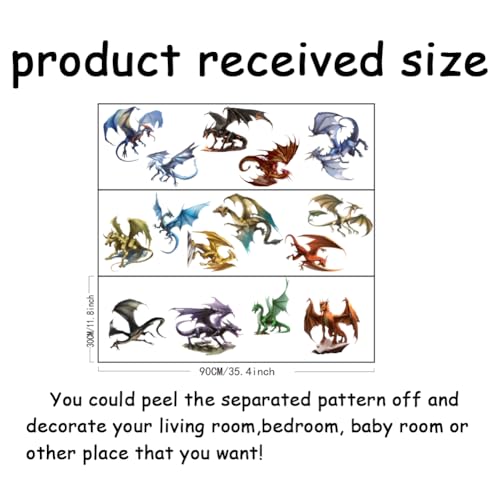 SUPERDANT 3D Wall Stickers 15 Pcs Pterosaur Wall Decals Dinosaur Wall Art Stickers Nursery Wall Stickers Vinyl wall Stickers Kids for Bedroom Restroom Playroom Wall Decoration - Image 2
