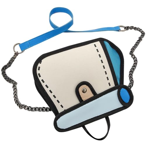 2d Zeichenbeutel - 18*23*9 cm Cartoon -Geldbörse, Comic -Stilschuld, kreative optische Illusion Handtasche mit verstellbarem Riemen | Trendige Schultertasche für Frauen, Mädchen, College, Reisen, Eink