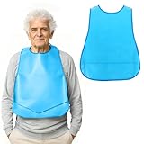 IBXWMNG Baberos para adultos de silicona impermeables Baberos para personas mayores plastificados Lavables para adultos, Protector de Ropa Lavable para Comer
