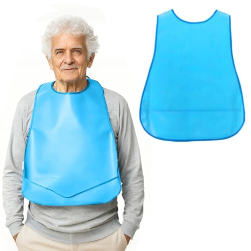 IBXWMNG Baberos para adultos de silicona impermeables Baberos para personas mayores plastificados Lavables para adultos, Protector de Ropa Lavable para Comer
