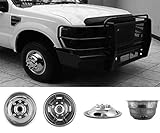 Deebior 4pcs 17' Polished Stainless Steel Dually Wheel Simulators, Nice looking and Durable Bolt On Wheel Cover, 8 Lug 4 Hand Hole Hubcaps Fit for 2005-2021 Ford F350 with Installation Tool Kit 17A8