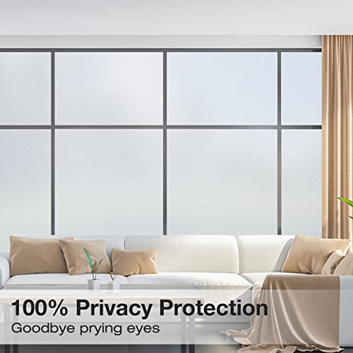 Window Film Frosted Glass Window Privacy Film No Glue Bathroom Window Privacy Film Static Cling Non-Adhesive Sun Blocking Heat Resistant Nighttime Privacy Covering Light Filtering #TOP1