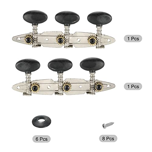 Patikil Guitar Tuners Machine Heads 3+3 Set Tuning Keys String Pegs For Classical Guitar Black Button #TOP2