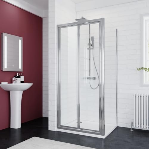 ELEGANT 760 x 760 mm Bifold Shower Enclosure Glass Screen Door Cubicle with Side Panel