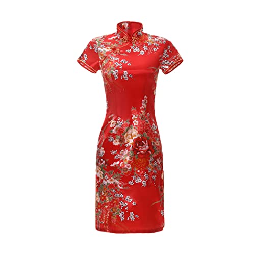Robe chinoise courte col mandarin pour mariage et Nouvel An asiatique