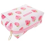 FRCOLOR ストロベリーコスメティックバッグ 大容量 PU素材 漏れ防止 強化縫い トラベル用 イチゴ柄プリント おしゃれな女性用トイレタリーバッグ