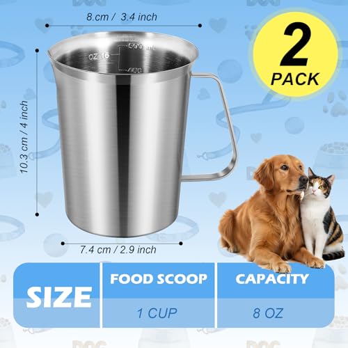Set de 2 vasos medidores de 2 tazas de acero inoxidable miniatura 2