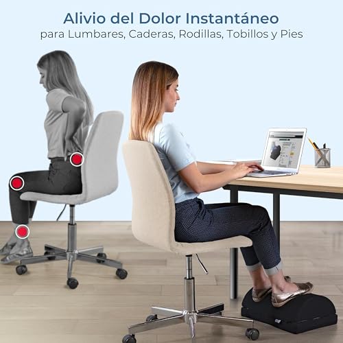 5 STAR UNITED Reposapiés Ajustable – Cojín Ergonómico de Espuma Viscoelástica con Funda de Malla, Base Antideslizante, 15cm, Negro - imagen 3